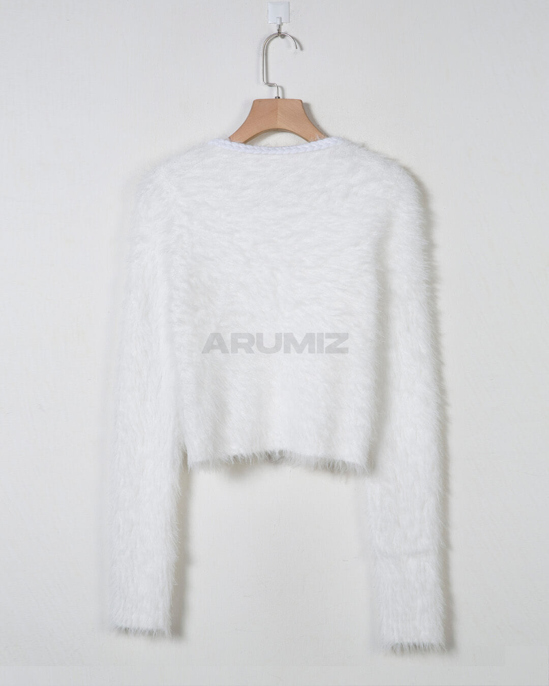 Angora Texture Two-Pocket Cropped Bolero Cardigan