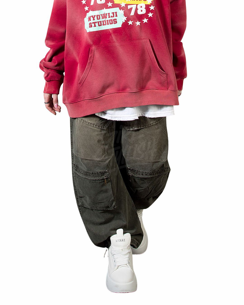Vintage Washed Wide Cotton Zip Cargo Pants - Street Utility Style