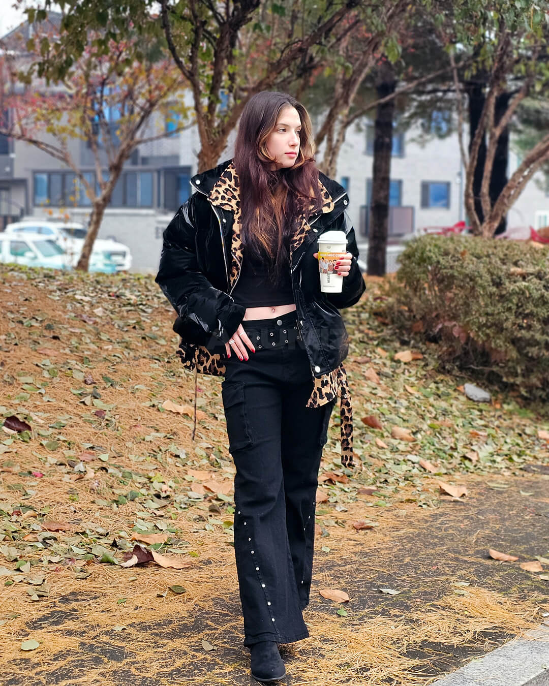 Eyelet Belt Flared Bootcut Cargo Pants