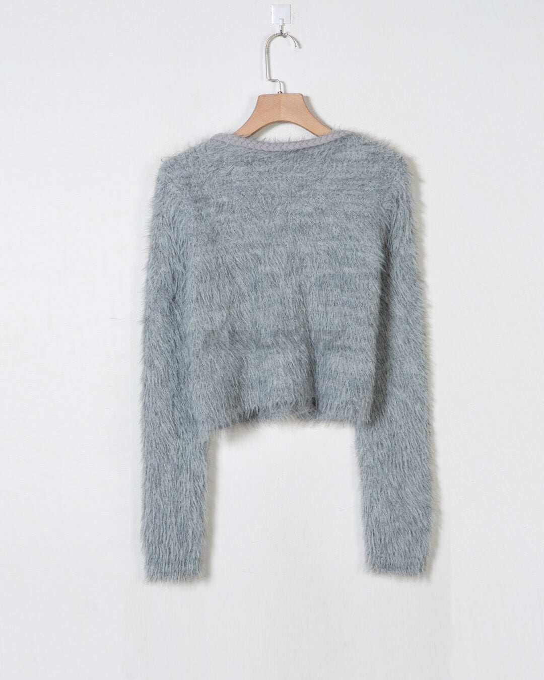 Angora Texture Two-Pocket Cropped Bolero Cardigan