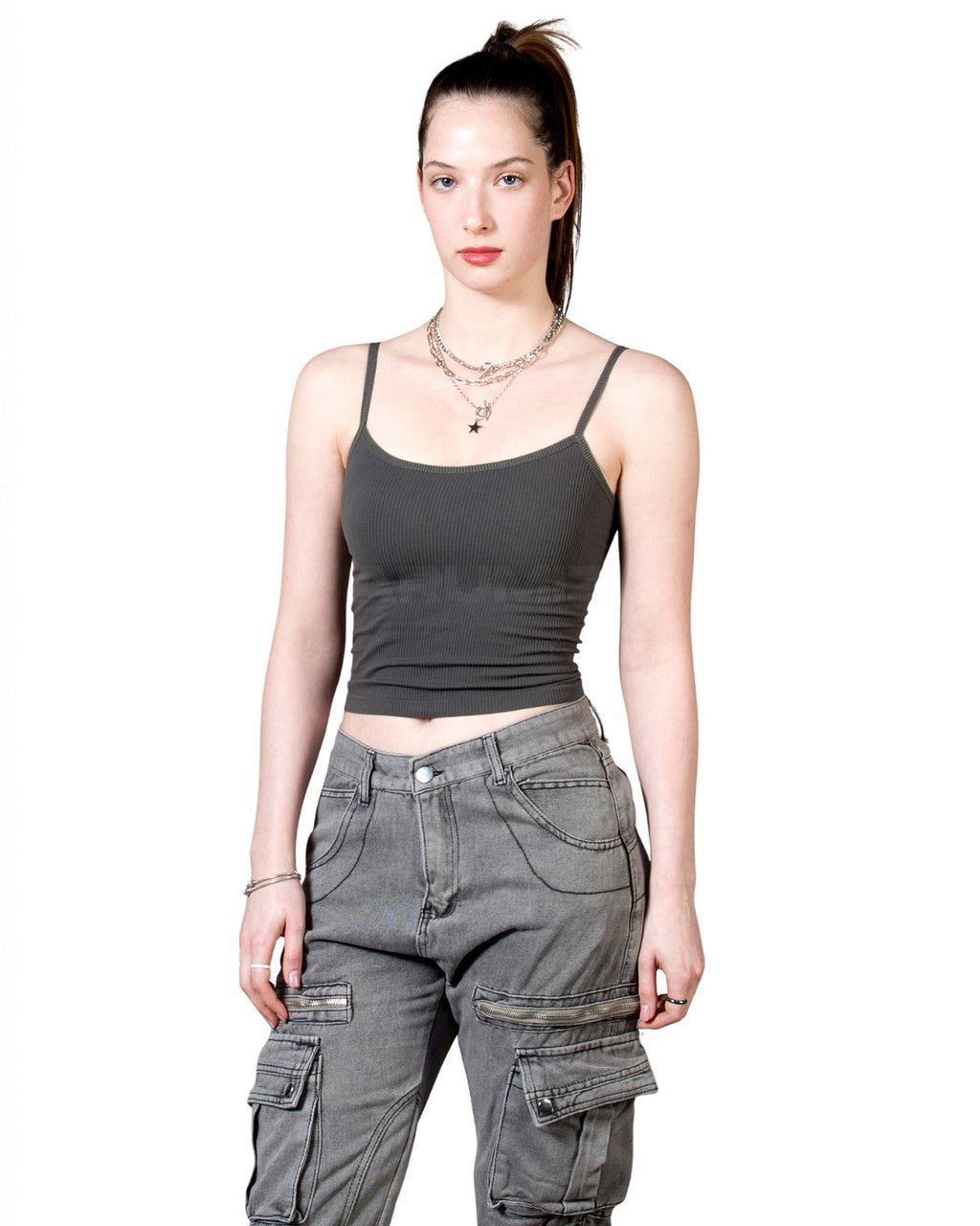 Ribbed Slim Fit Cropped Bra Top Camisole