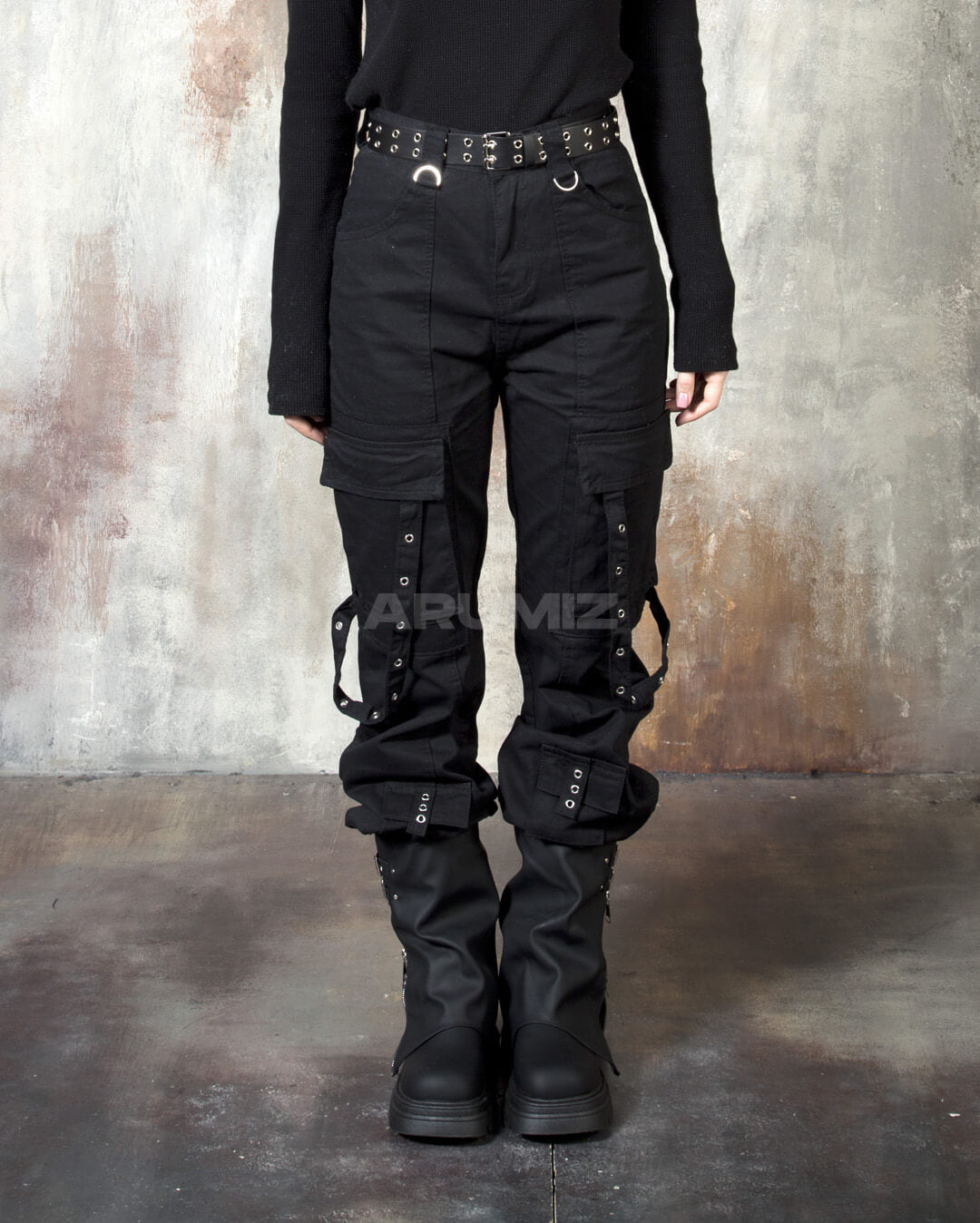 Techwear Strap Multi-Pocket Bootcut Cargo Pants