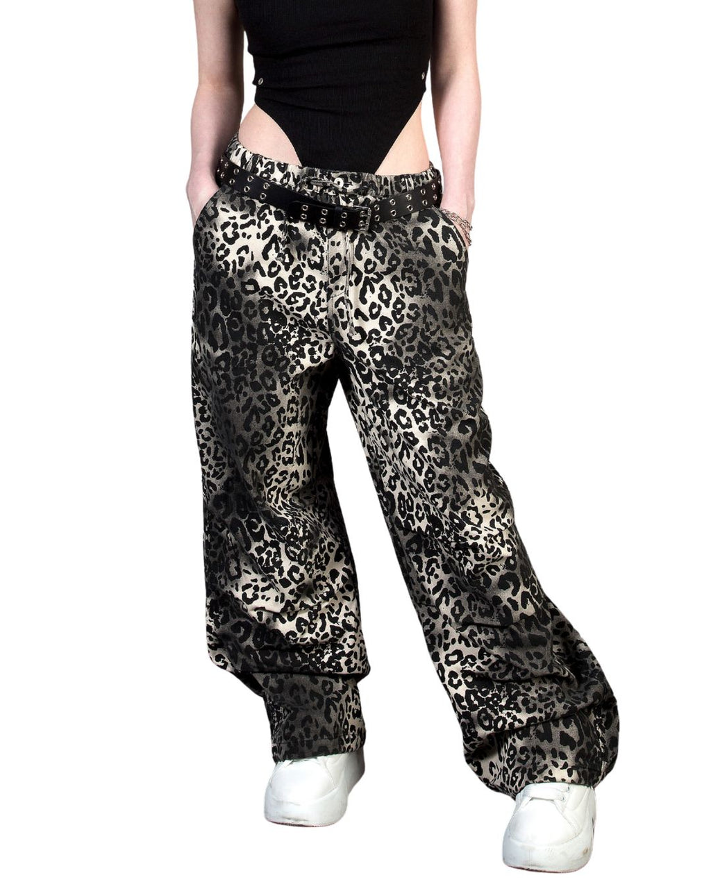 Gradient Leopard Wide-Leg Cotton Pants