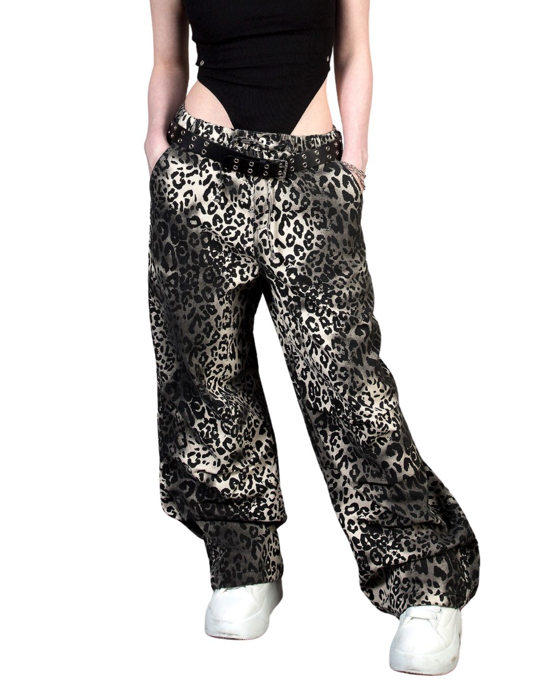 Gradient Leopard Wide-Leg Cotton Pants