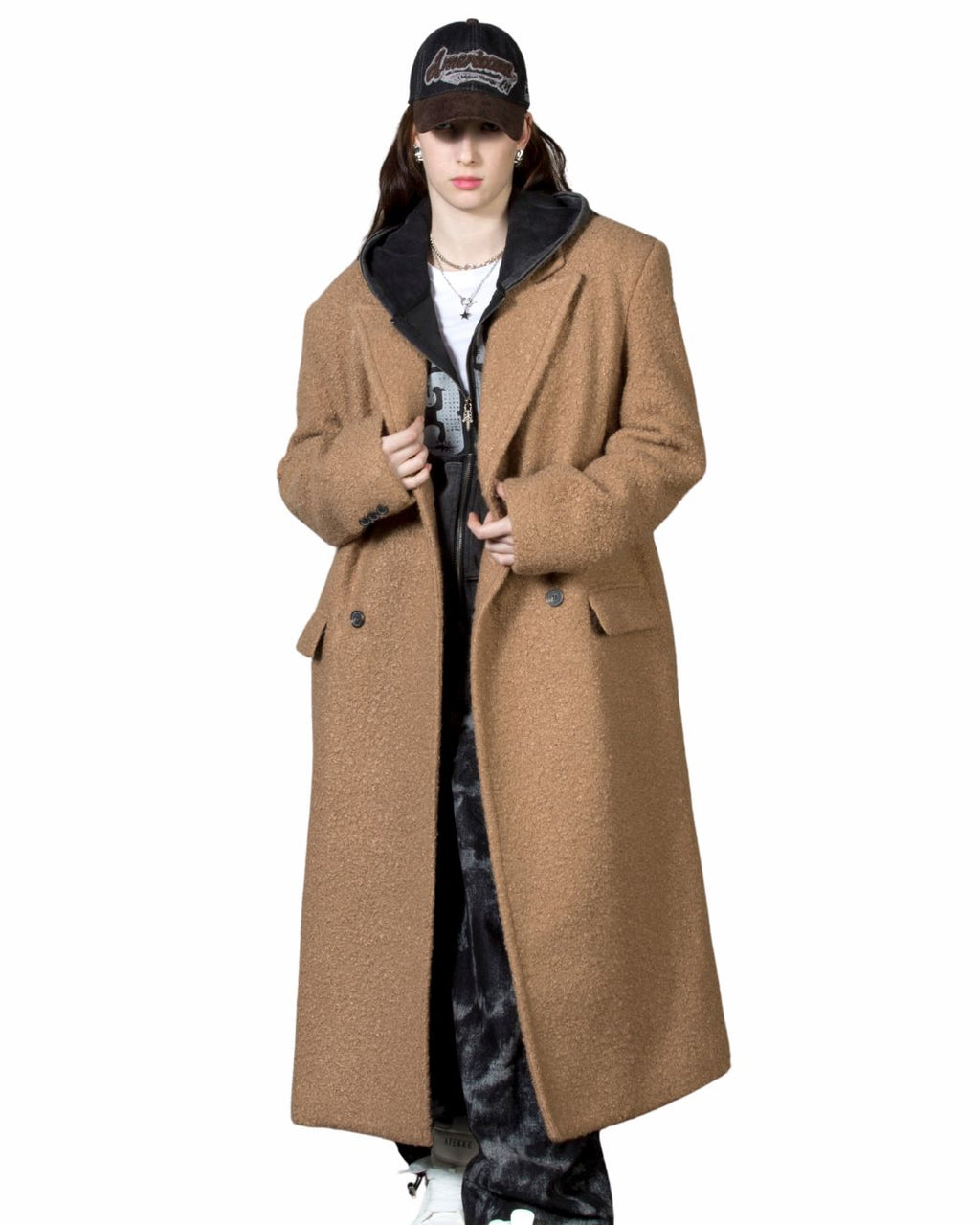 Boucle Long Double Wool Overcoat