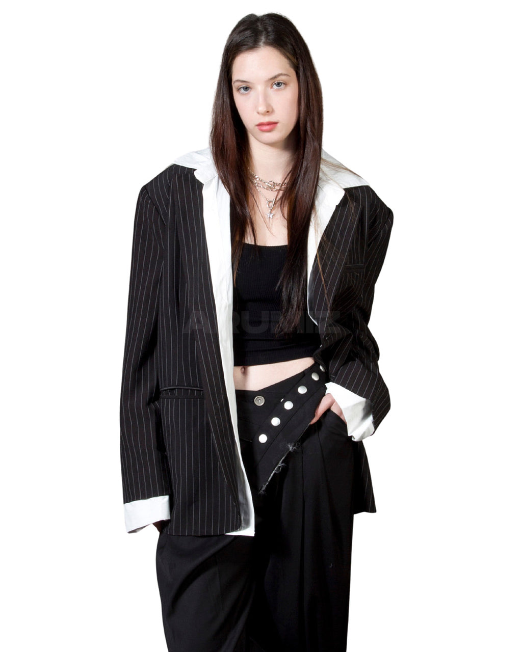 Layered Shirt Detail Oversized Blazer Jacket
