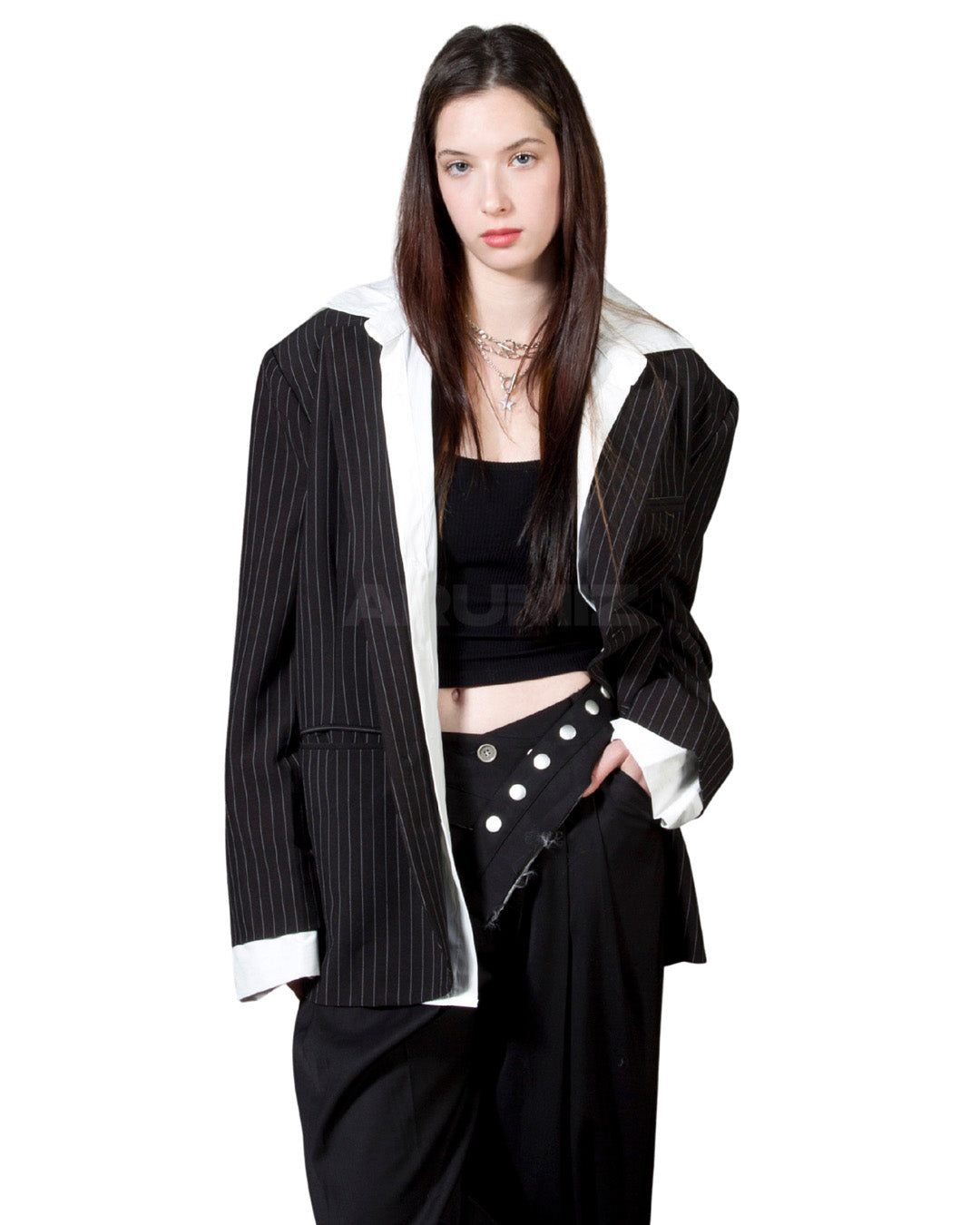Layered Shirt Detail Oversized Blazer Jacket