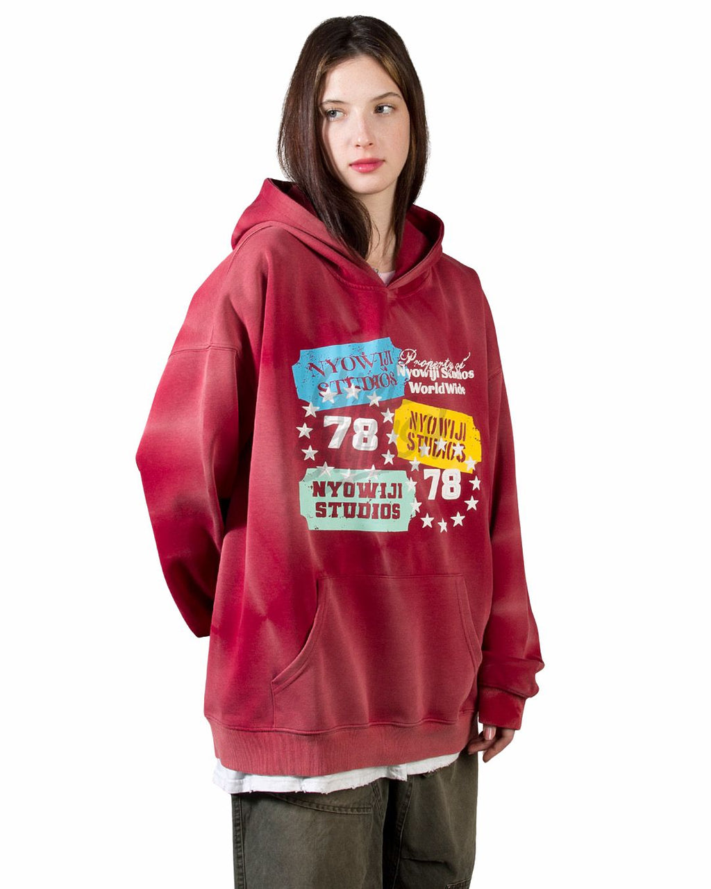 Ticket Graphic Pigment-Washed Oversized Hoodie