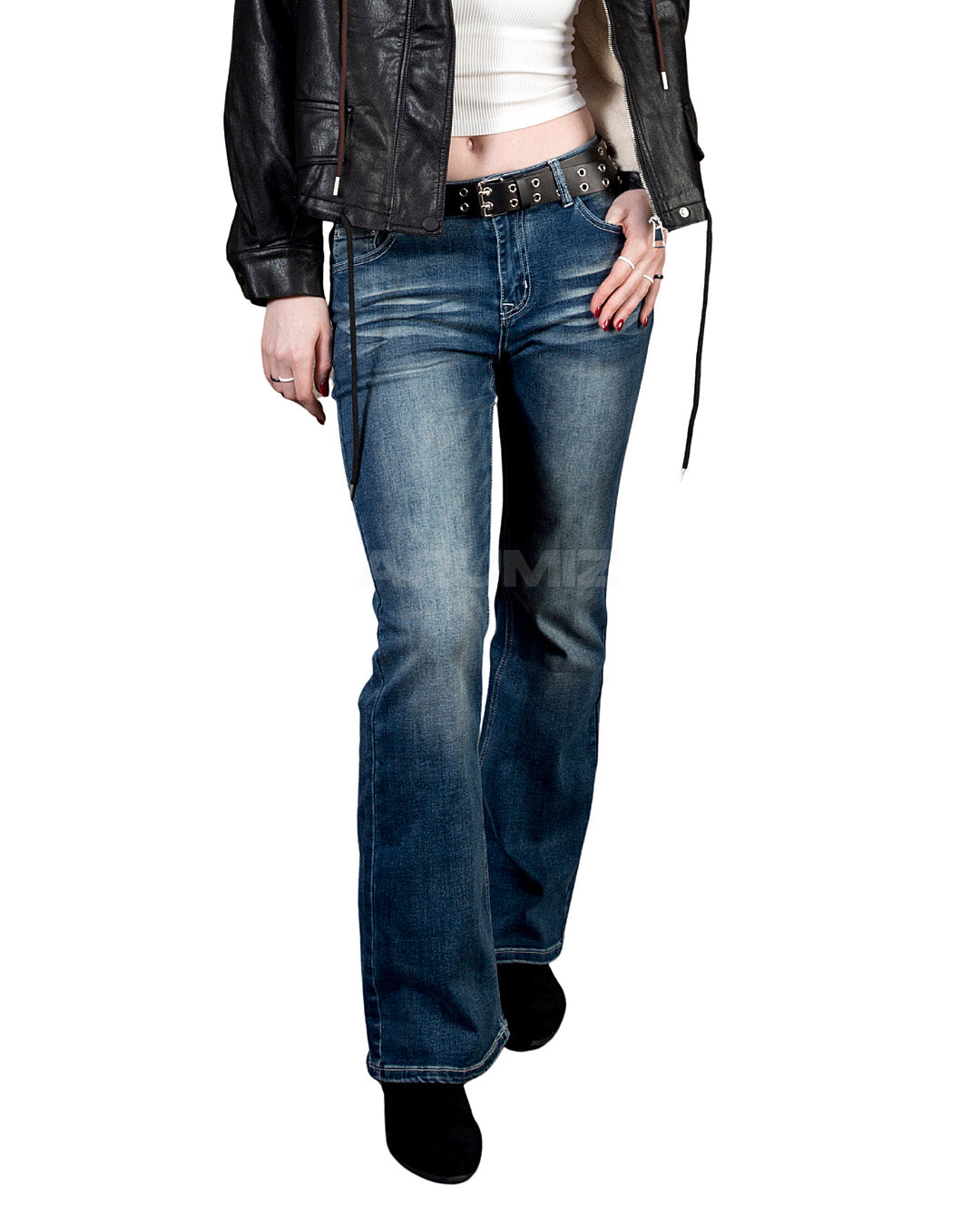Vintage Cat Whisker Washed Flared Bootcut Jeans