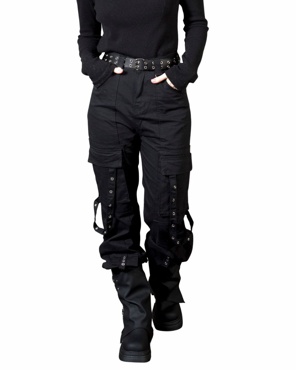 Techwear Strap Multi-Pocket Bootcut Cargo Pants