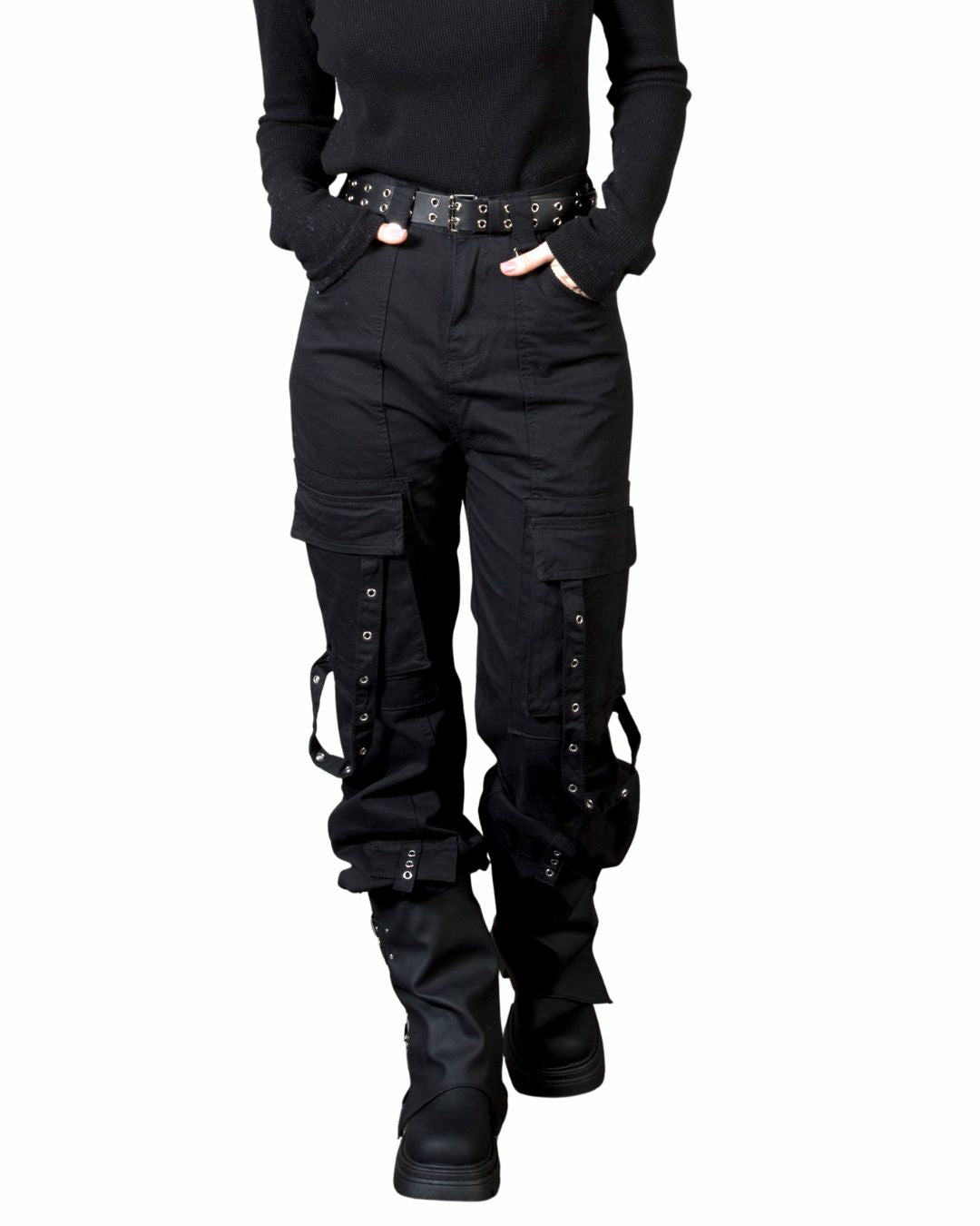 Techwear Strap Multi-Pocket Bootcut Cargo Pants