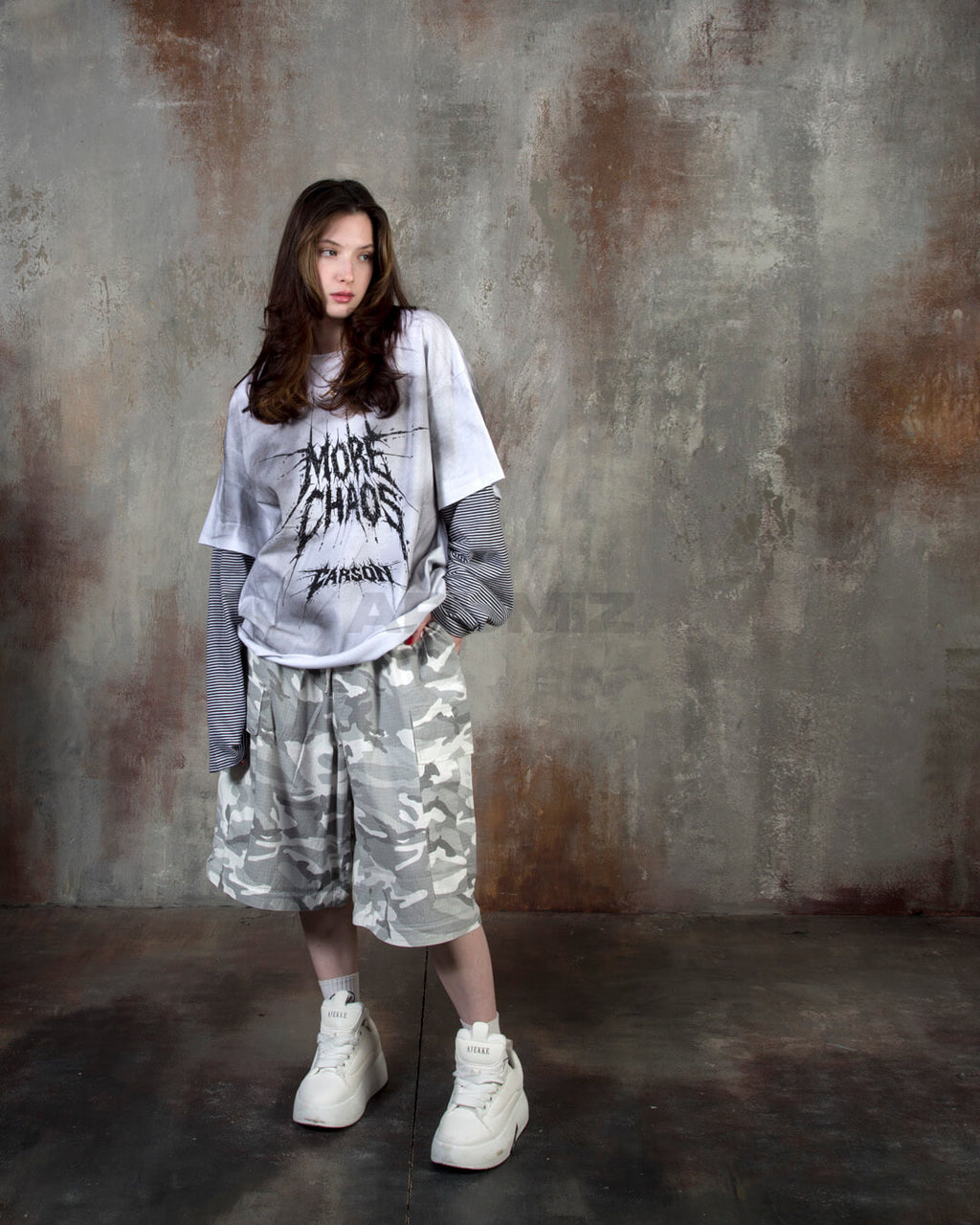 Convertible Two-Way Camo Wide-Leg Cargo Pants
