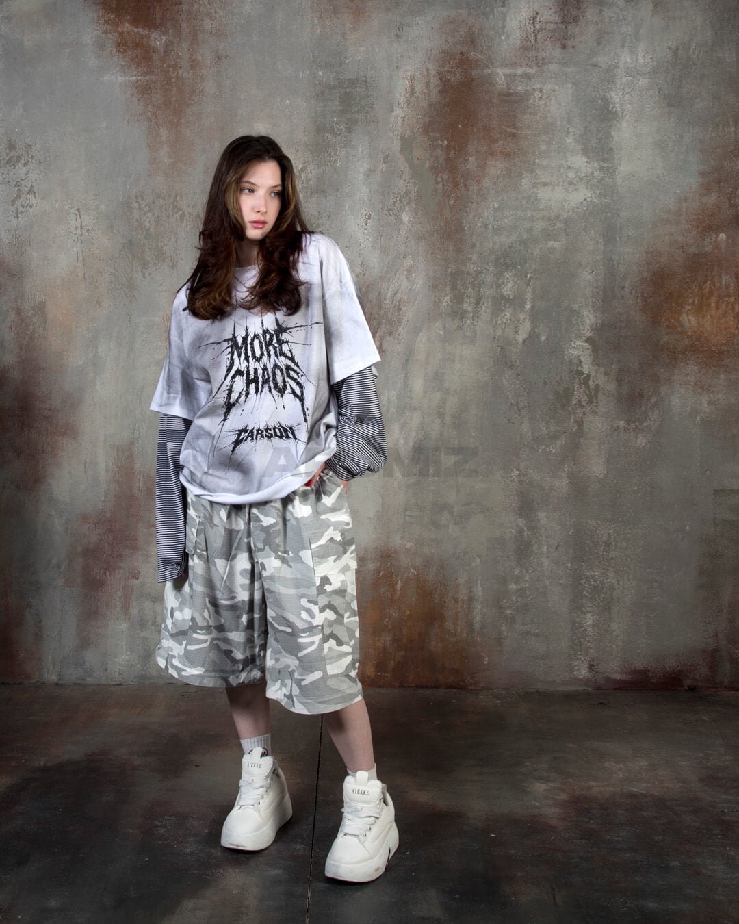 Convertible Two-Way Camo Wide-Leg Cargo Pants