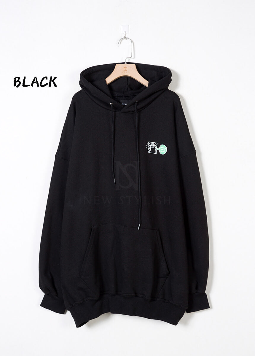 Vintage Cartoon Graphic Oversized Back-Print Hoodie
