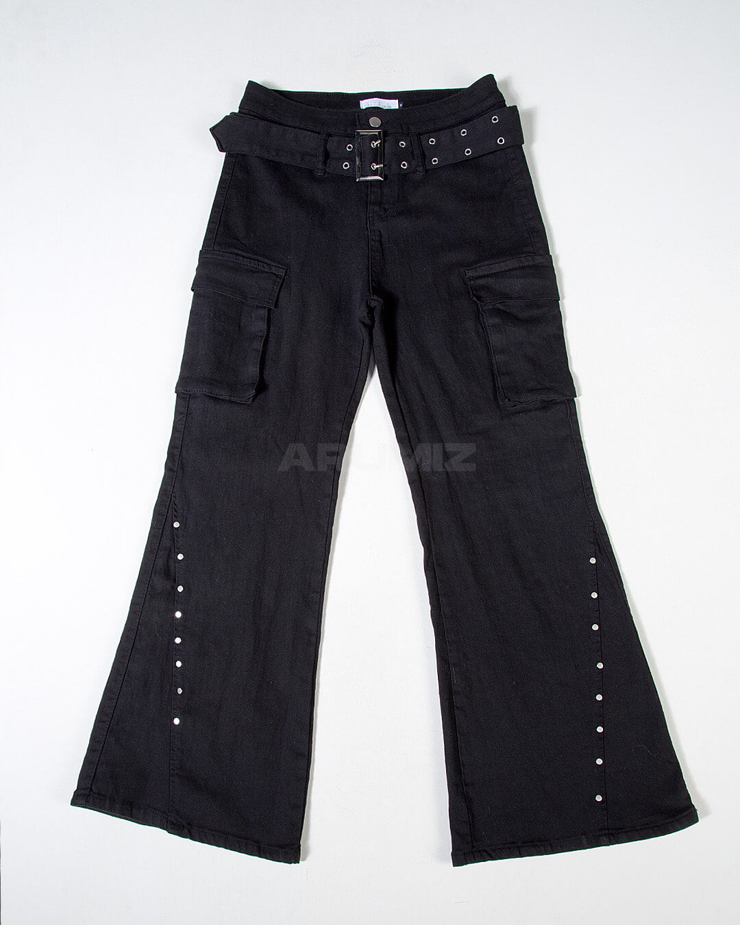 Eyelet Belt Flared Bootcut Cargo Pants