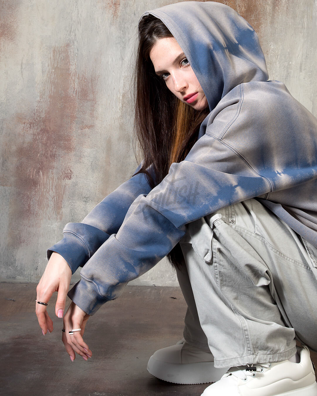 Ticket Graphic Pigment-Washed Oversized Hoodie