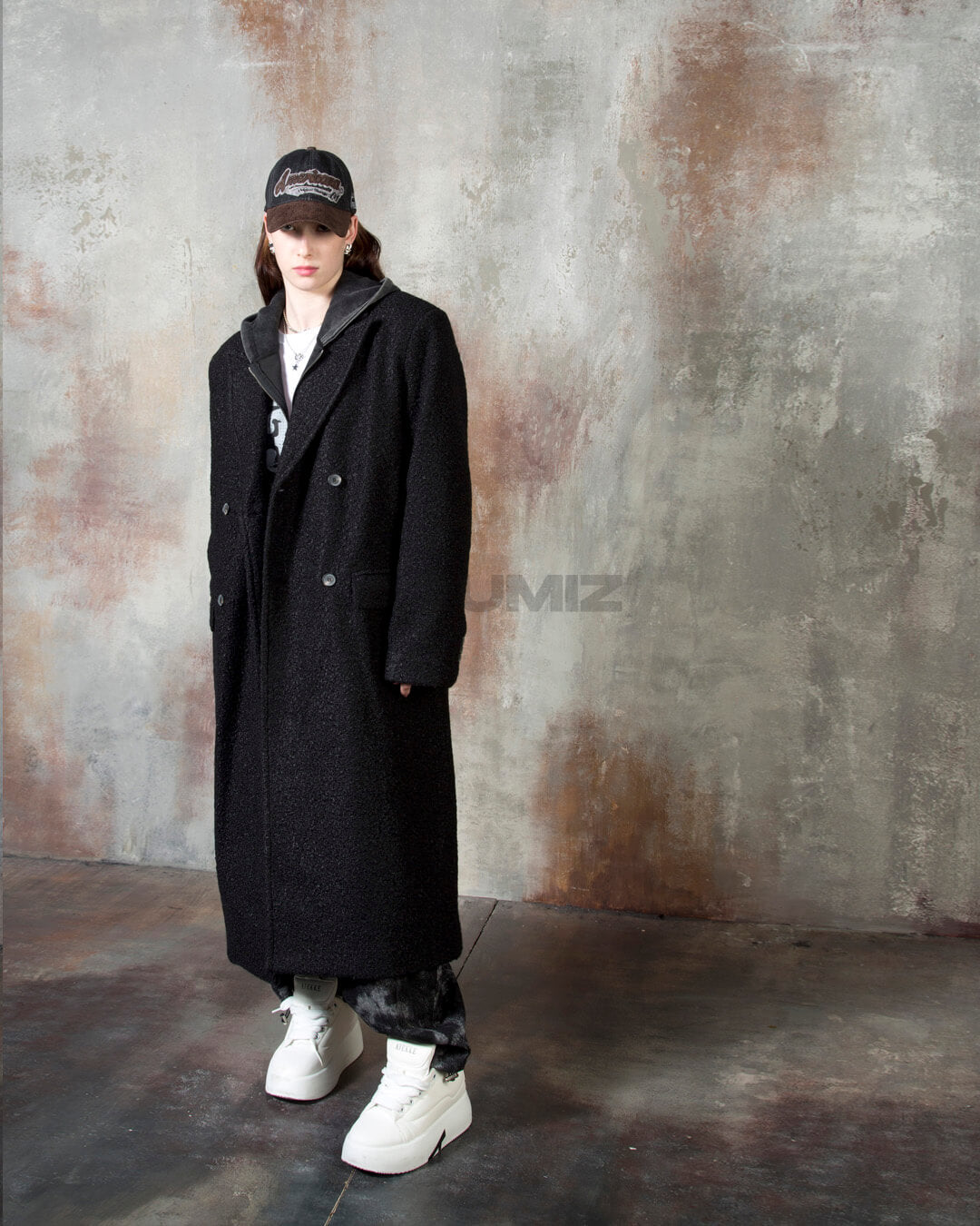 Boucle Long Double Wool Overcoat