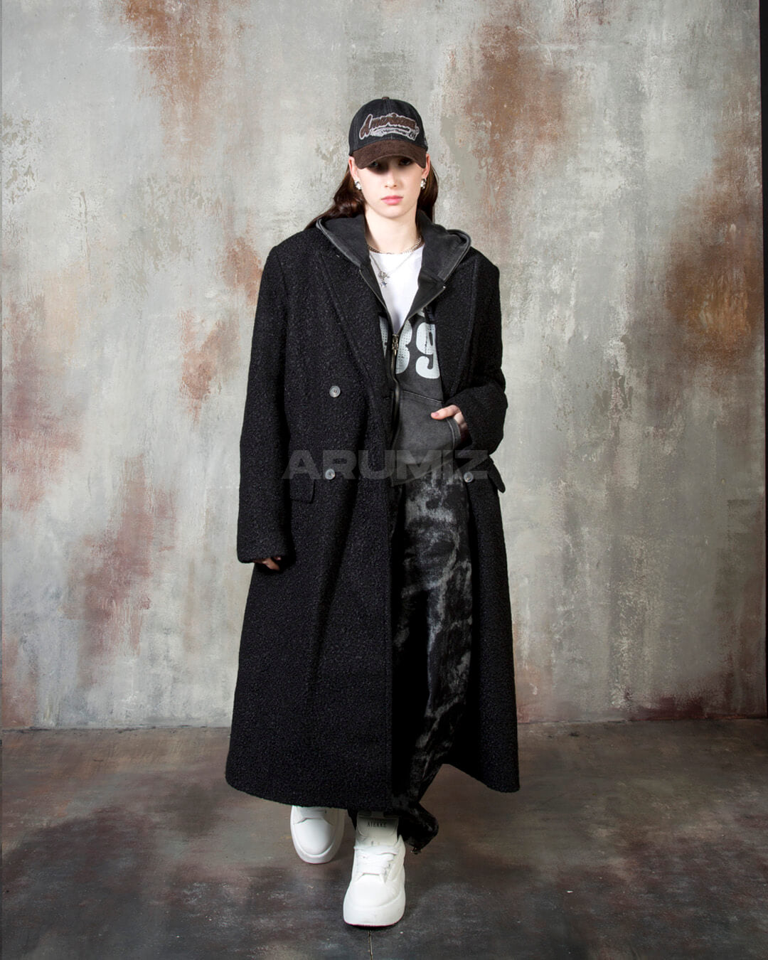 Boucle Long Double Wool Overcoat