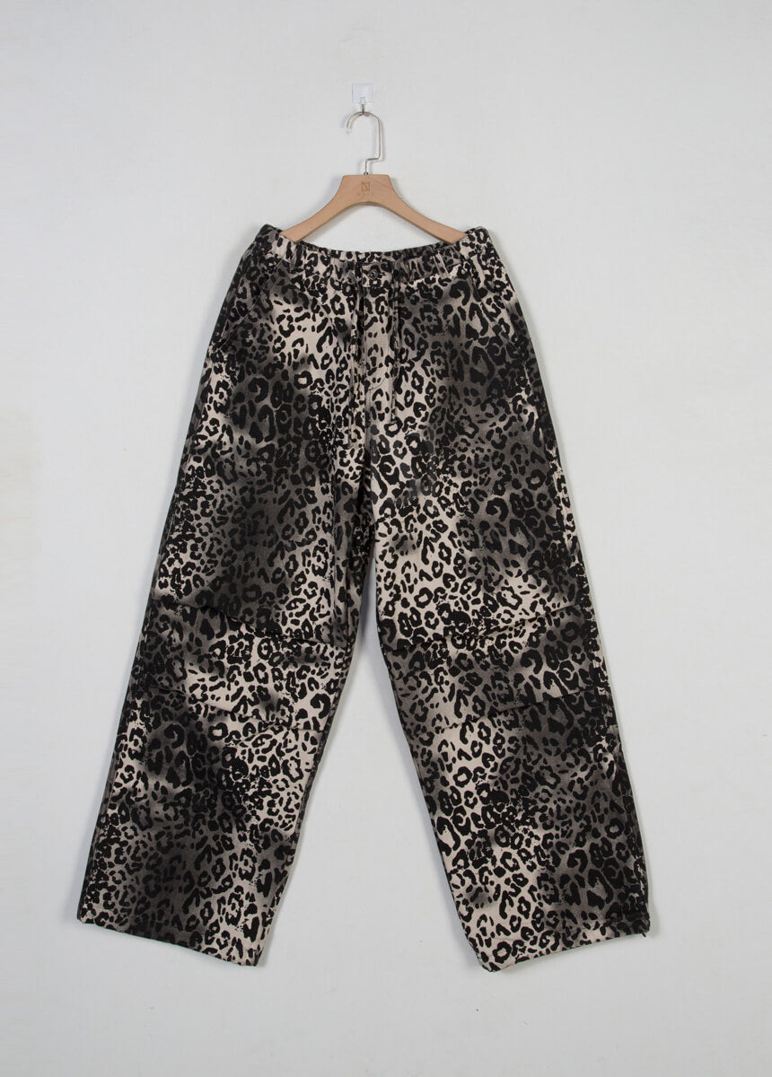 Gradient Leopard Wide-Leg Cotton Pants