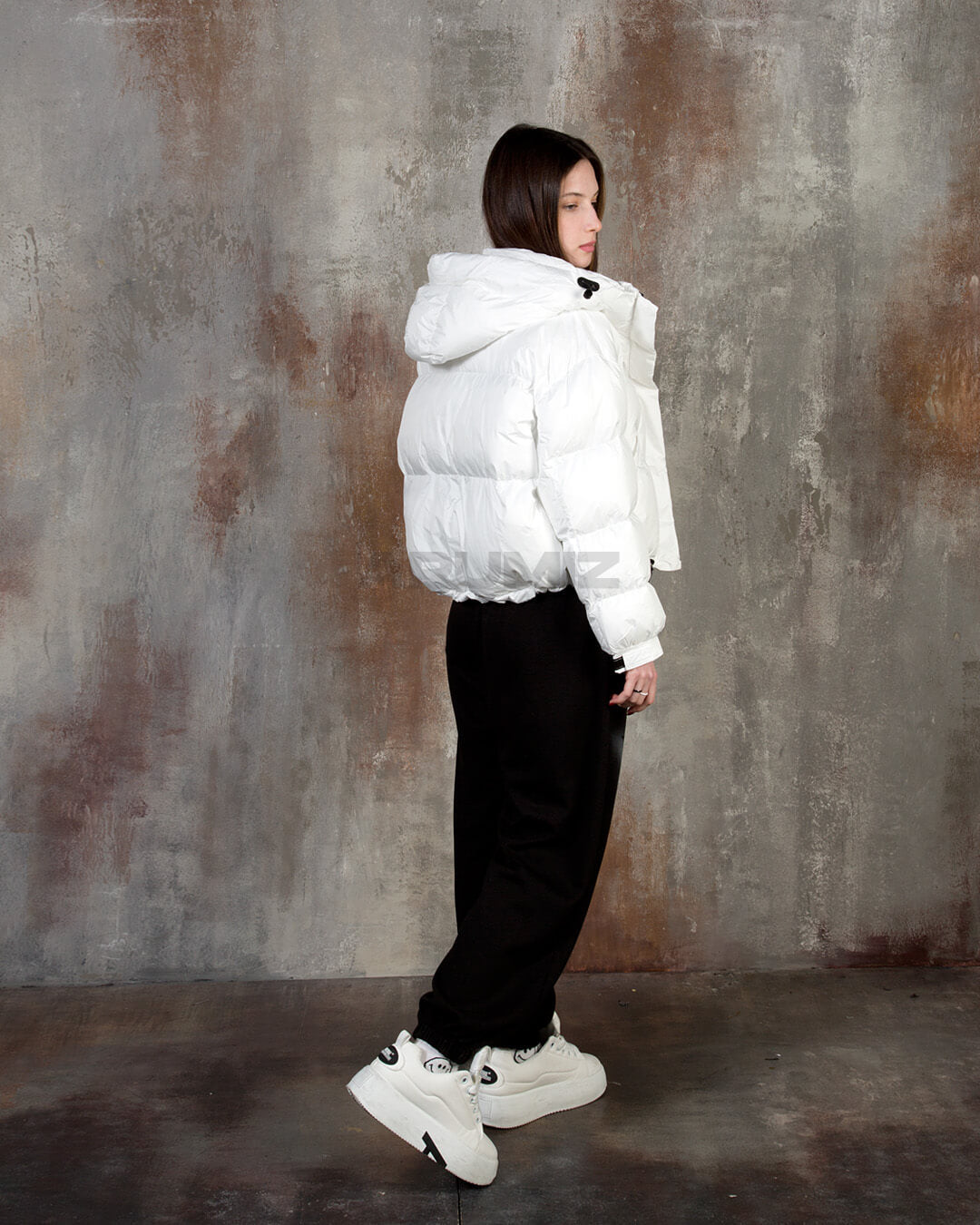 Volume Hooded Cropped Puffer Jacket