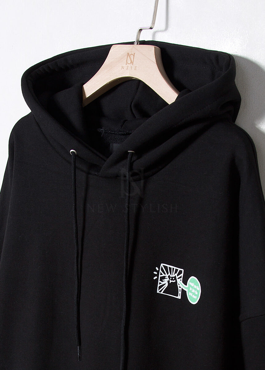 Vintage Cartoon Graphic Oversized Back-Print Hoodie
