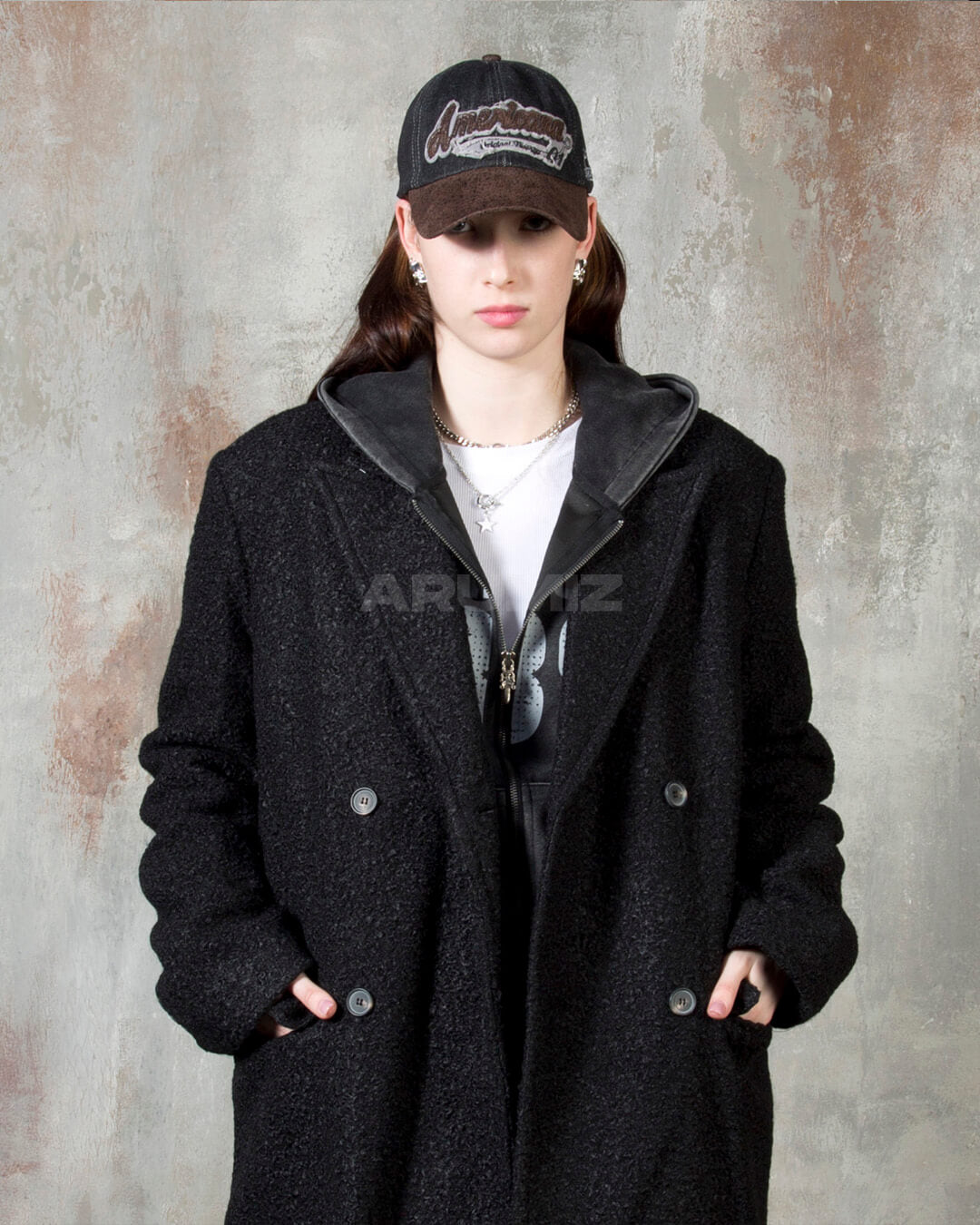 Boucle Long Double Wool Overcoat