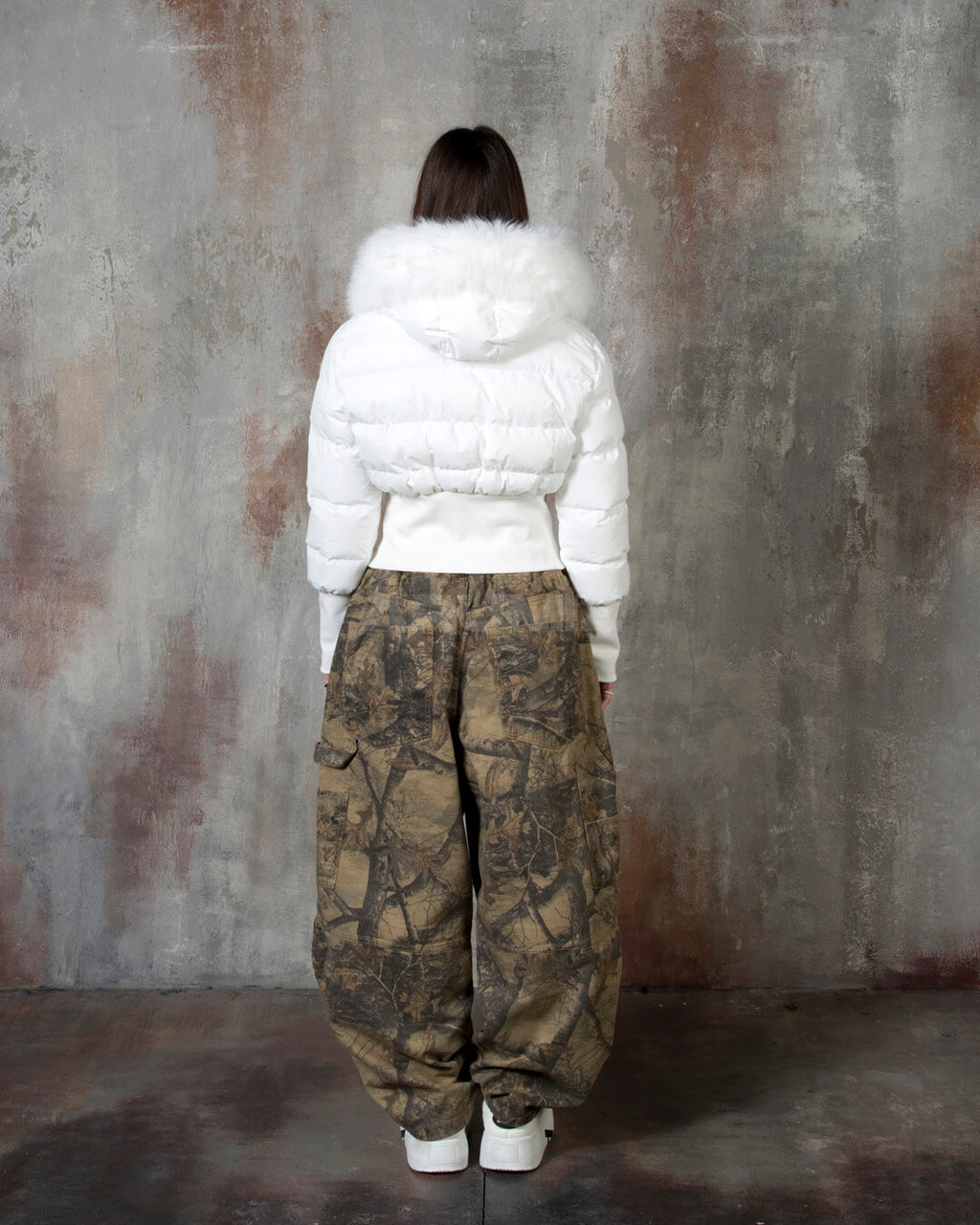 Vintage Tree Camo Wide-Leg Carpenter Cotton Pants