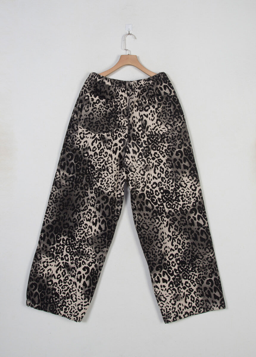 Gradient Leopard Wide-Leg Cotton Pants