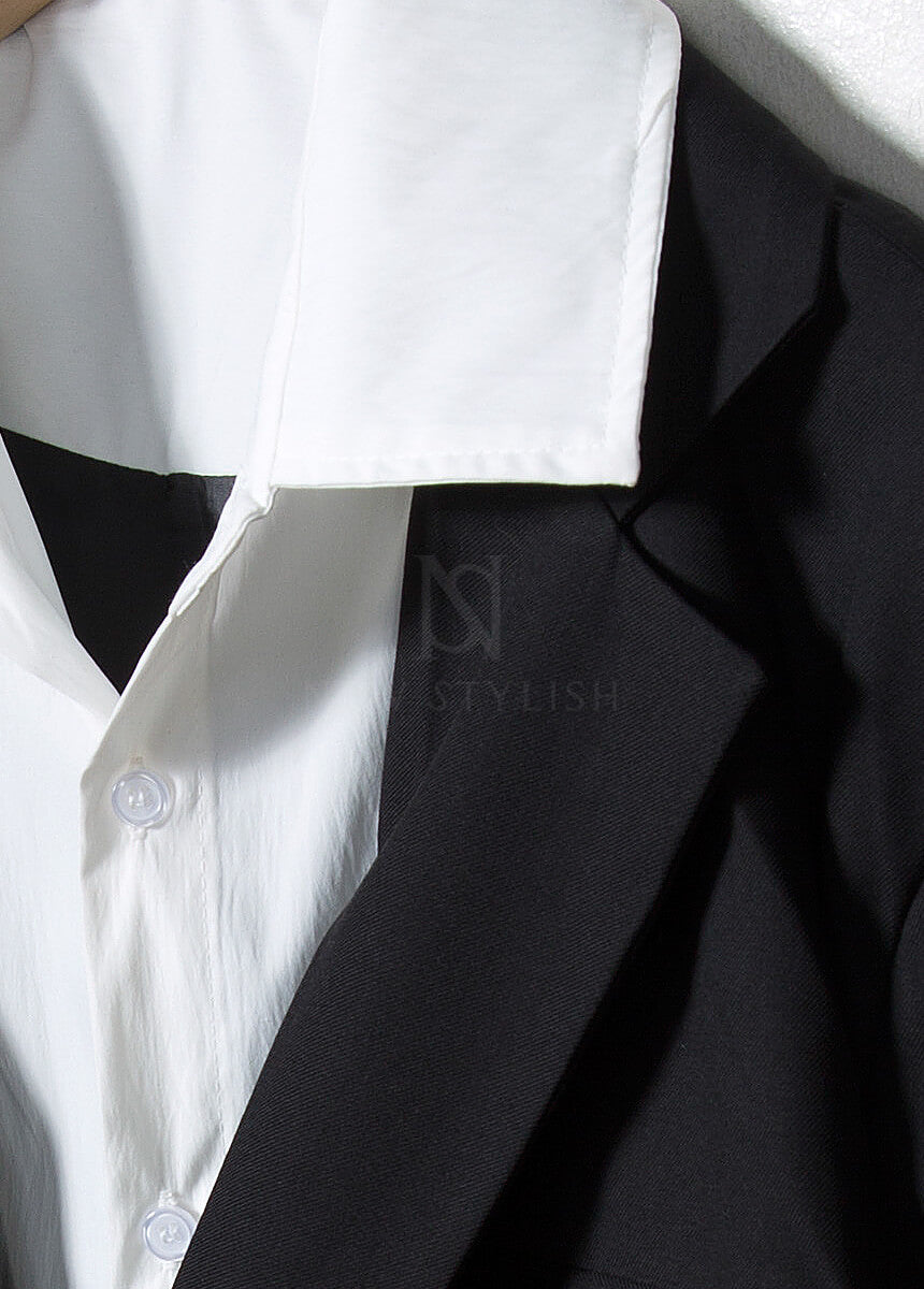 Layered Shirt Detail Oversized Blazer Jacket