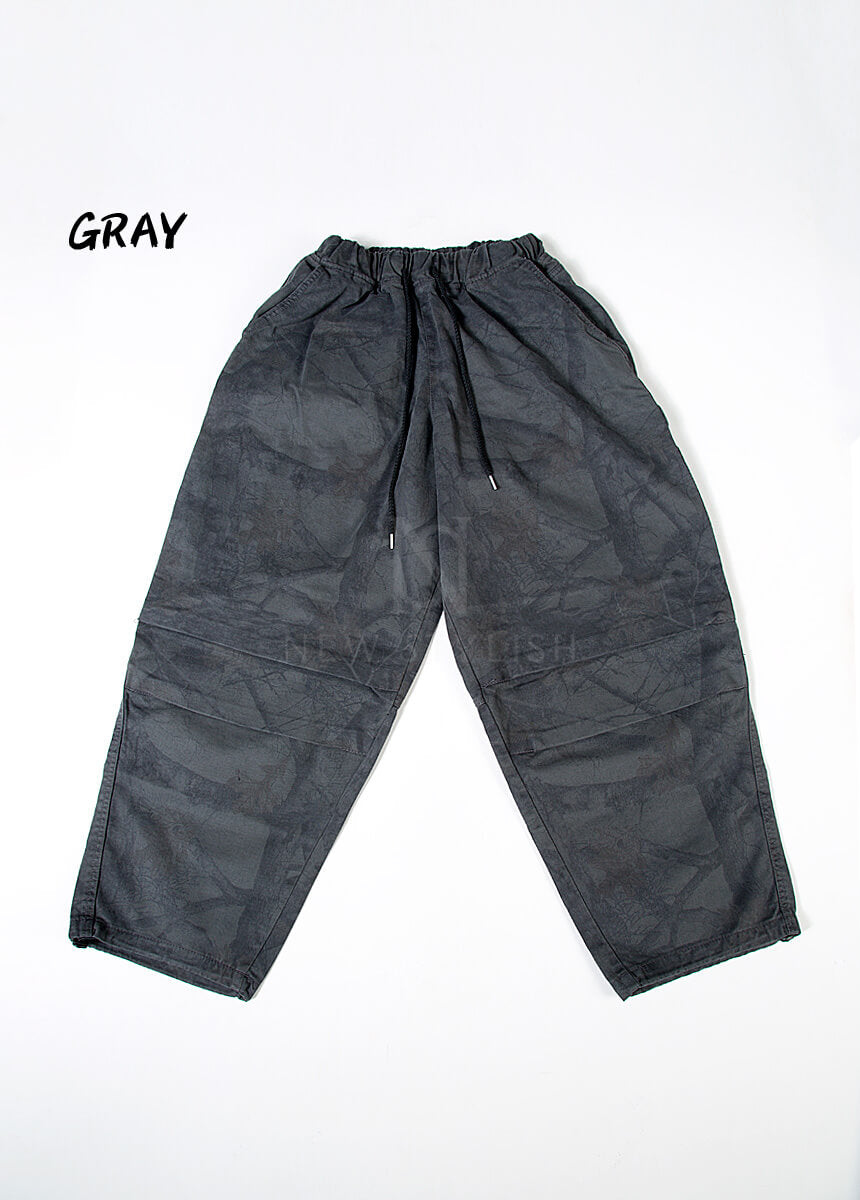 Vintage Tree Camo Wide-Leg Carpenter Cotton Pants