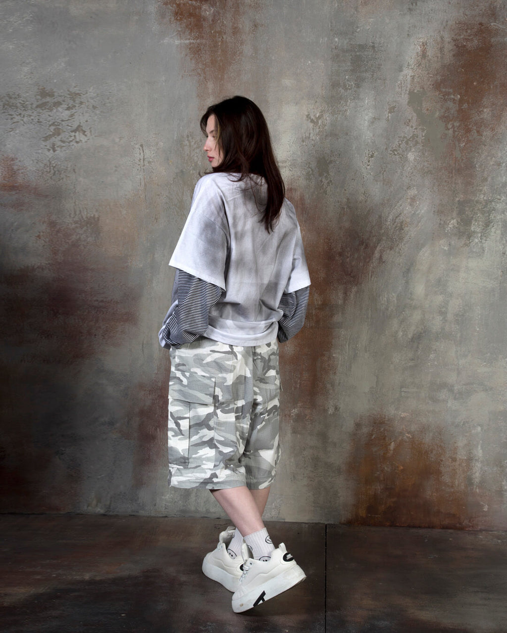 Convertible Two-Way Camo Wide-Leg Cargo Pants