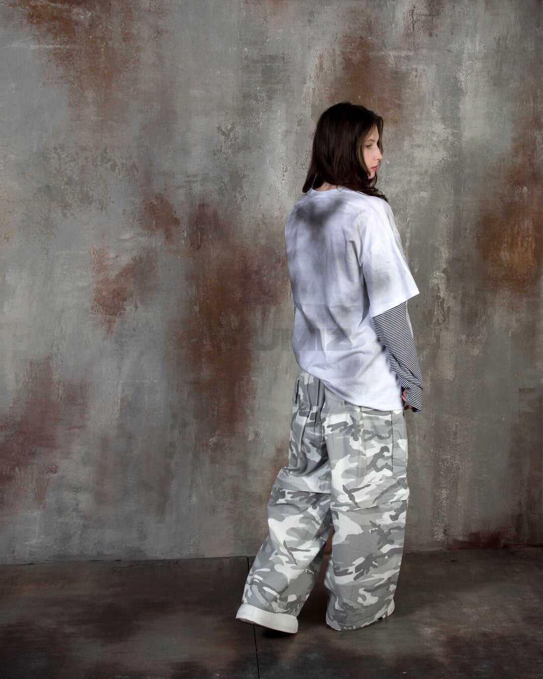 Convertible Two-Way Camo Wide-Leg Cargo Pants