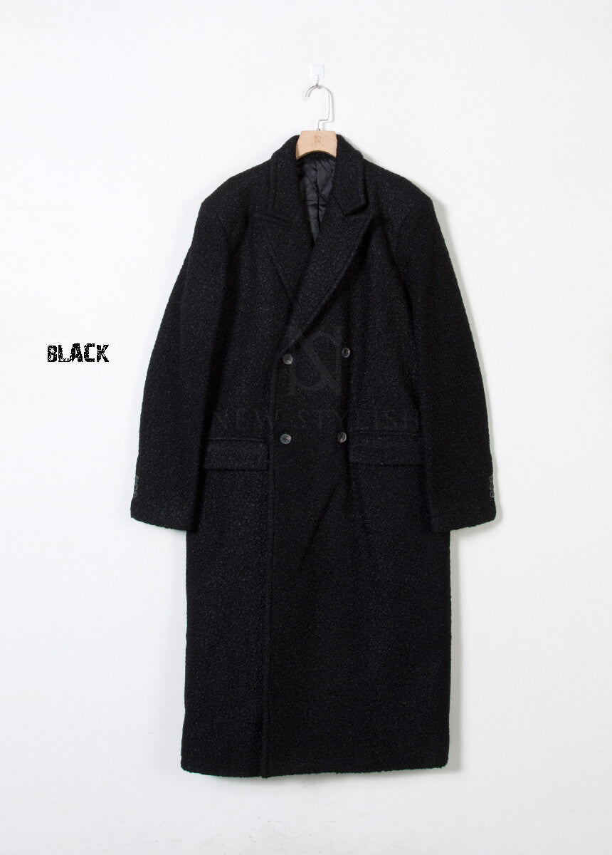 Boucle Long Double Wool Overcoat