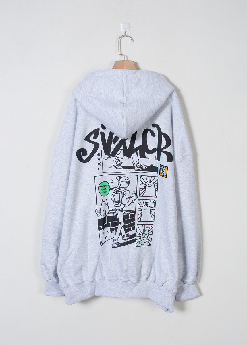 Vintage Cartoon Graphic Oversized Back-Print Hoodie