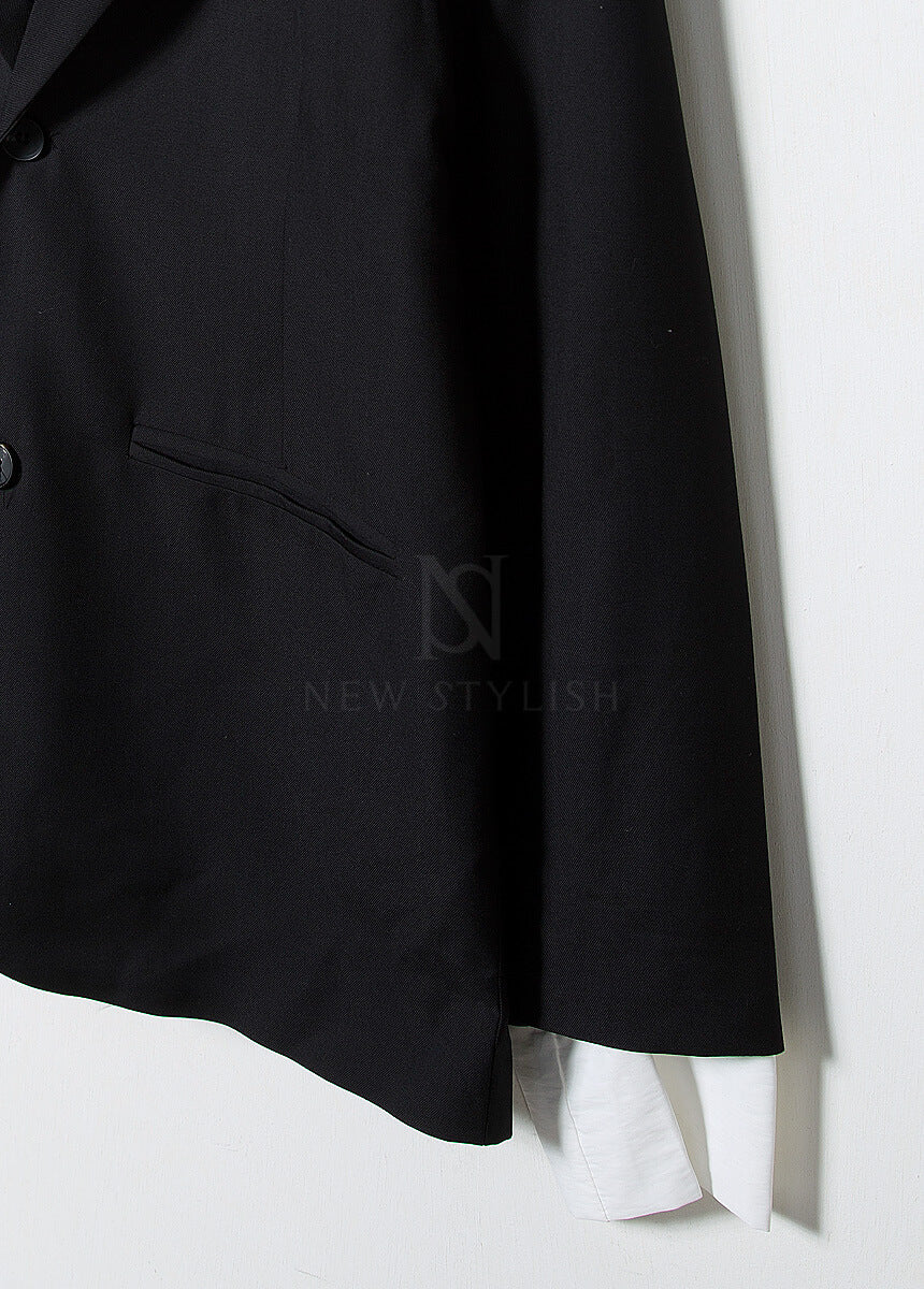 Layered Shirt Detail Oversized Blazer Jacket