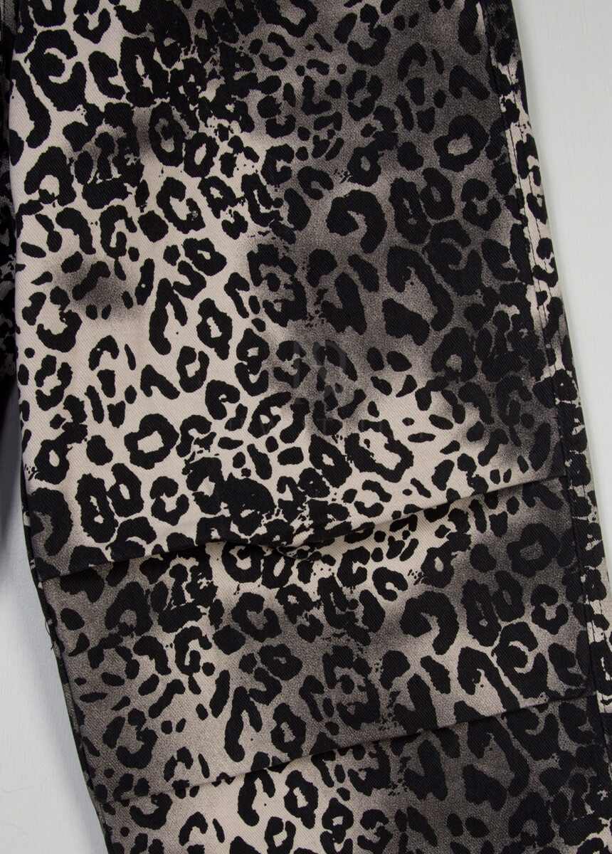 Gradient Leopard Wide-Leg Cotton Pants