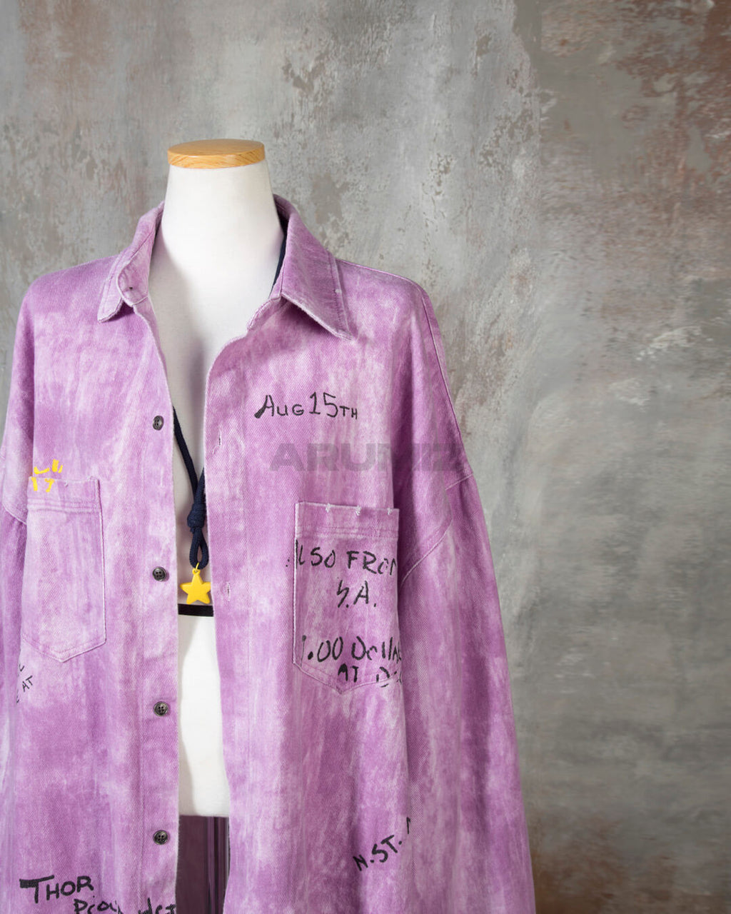 Vintage Washed Graffiti Print Oversized Cotton Shirt