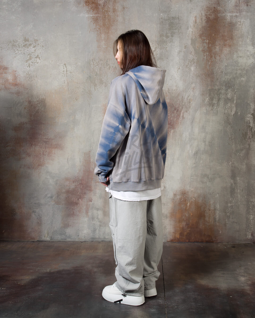 Ticket Graphic Pigment-Washed Oversized Hoodie