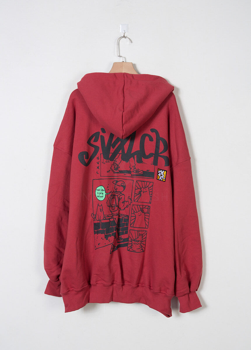 Vintage Cartoon Graphic Oversized Back-Print Hoodie