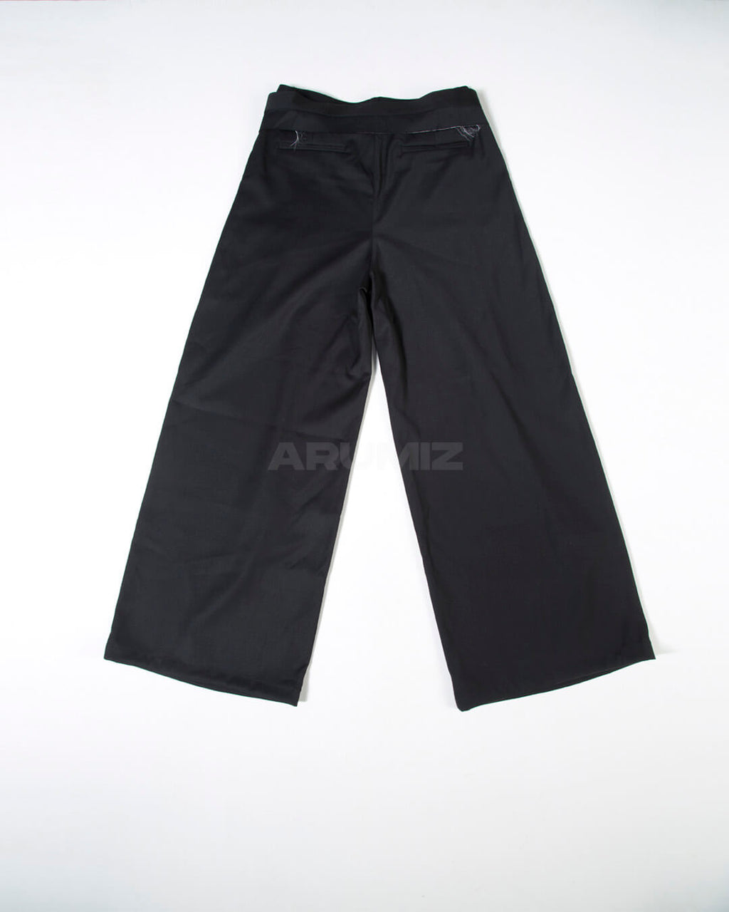 Stud Button Belt Pintuck Wide-Leg Slacks Pants