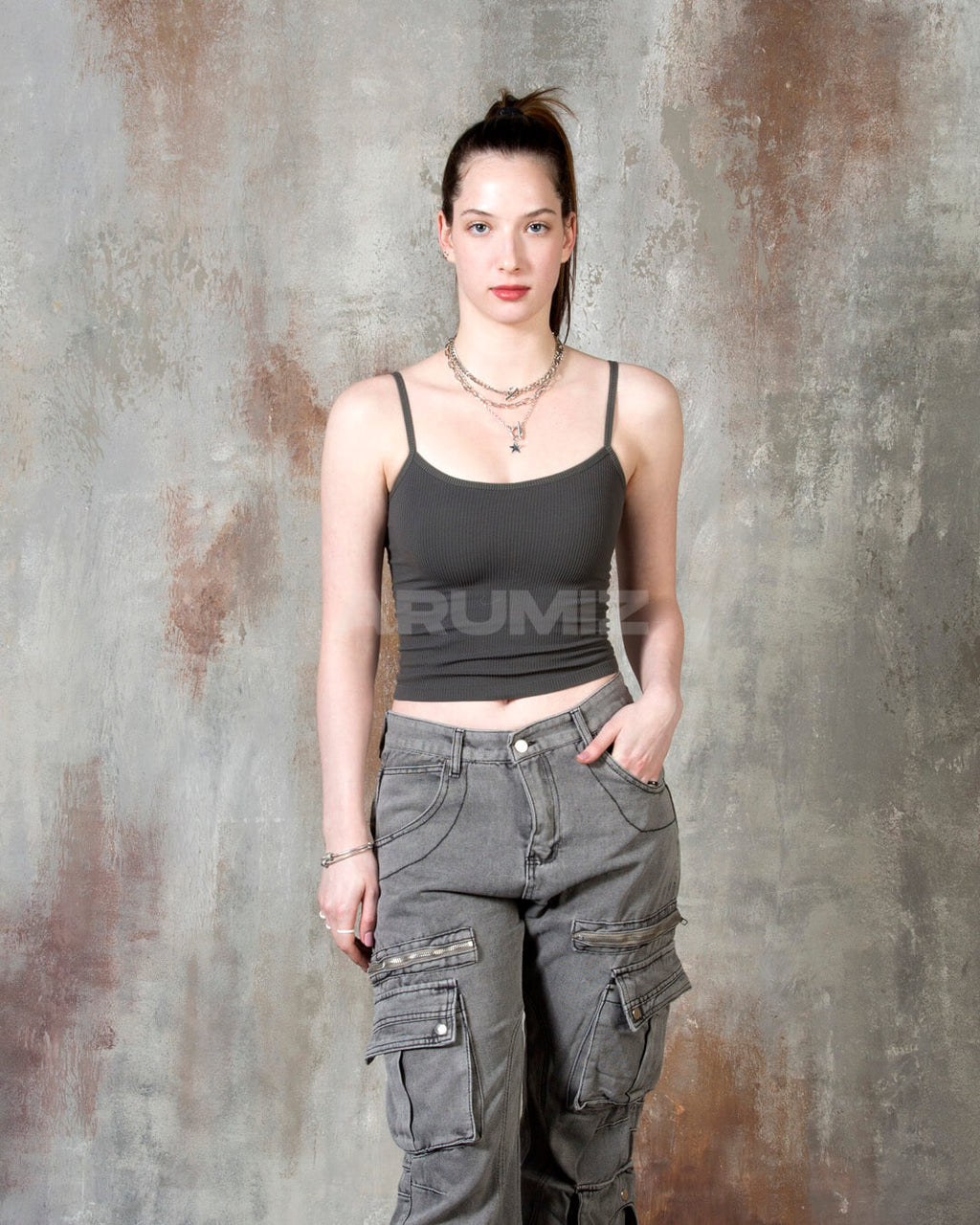 Ribbed Slim Fit Cropped Bra Top Camisole