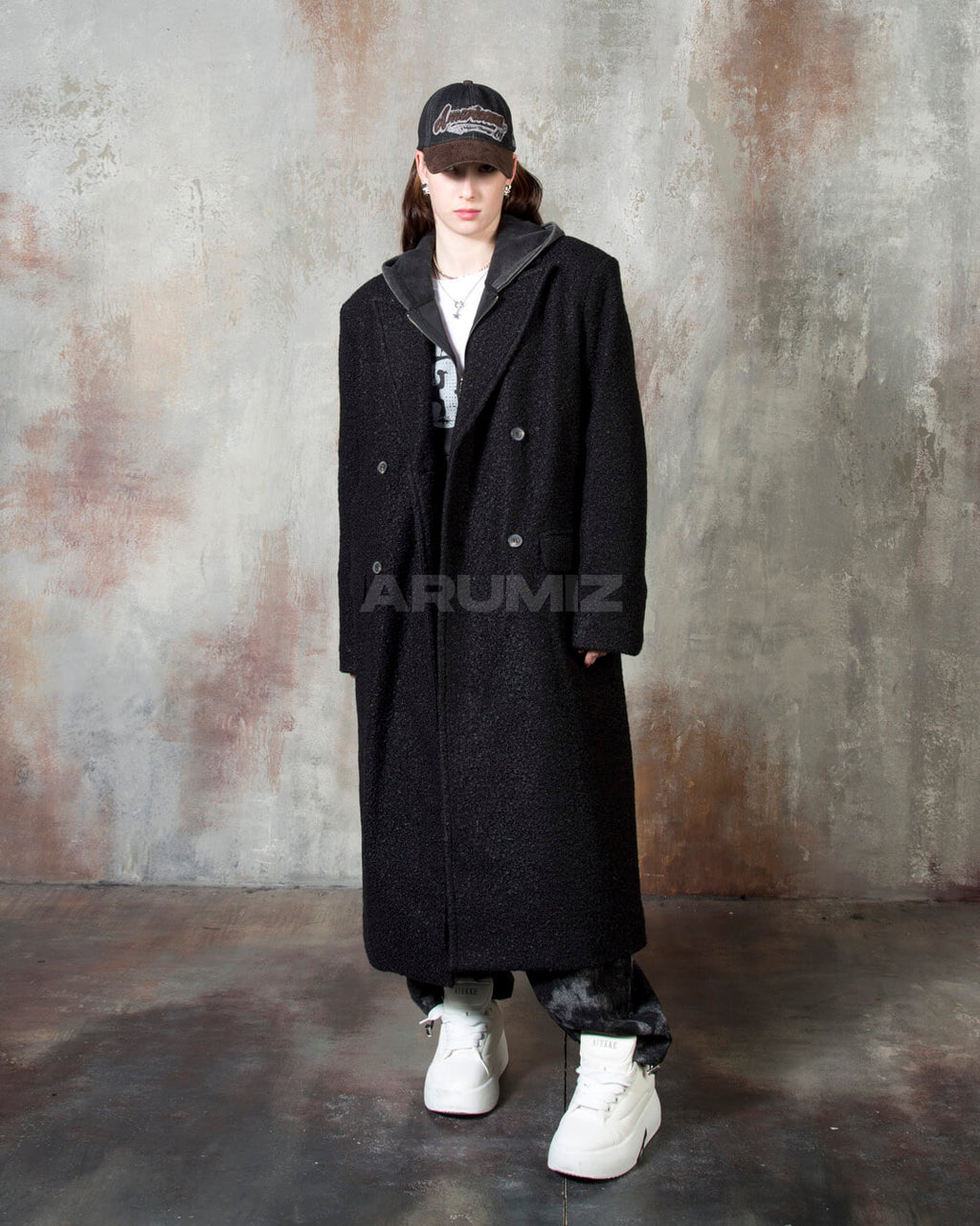 Boucle Long Double Wool Overcoat