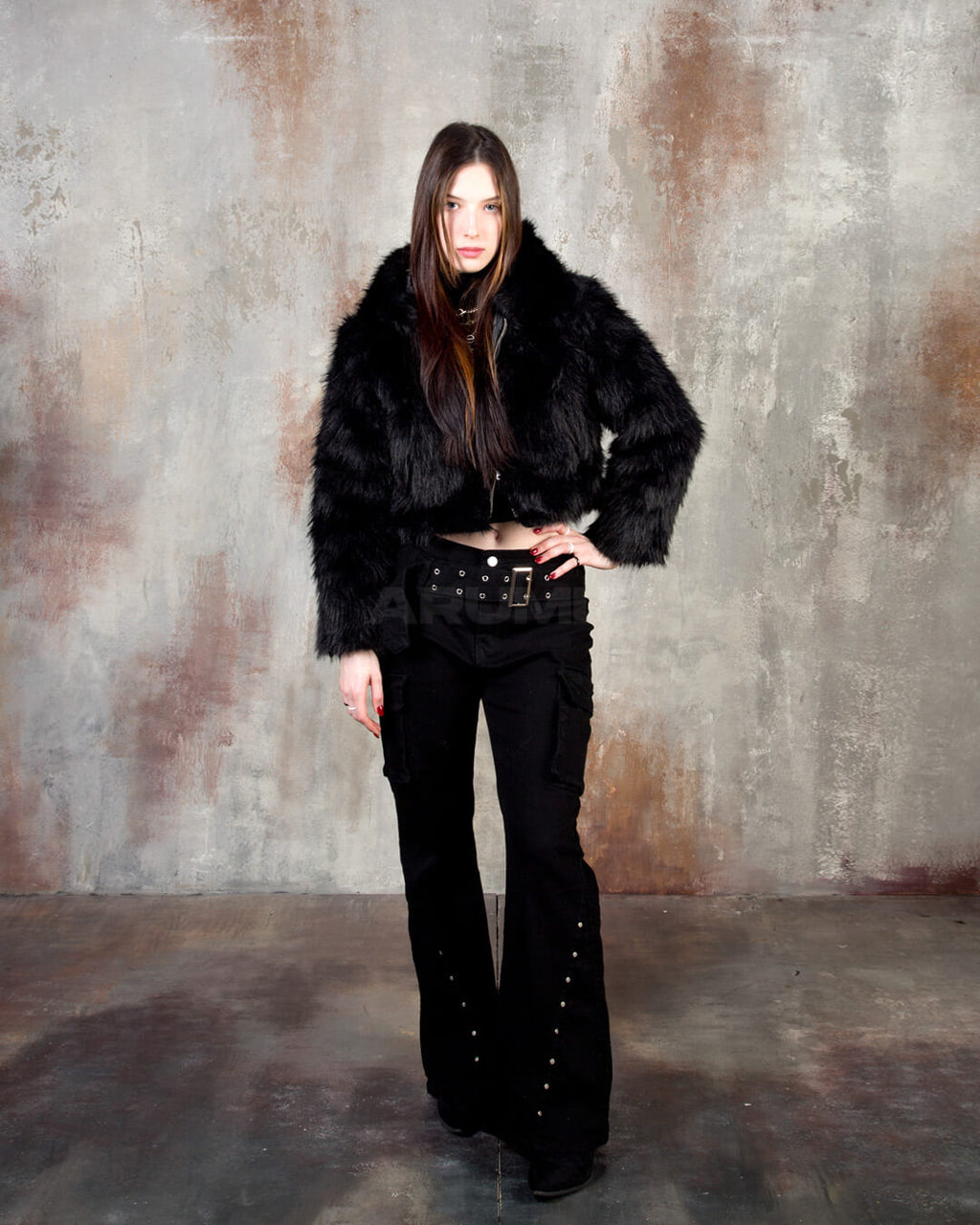 Eyelet Belt Flared Bootcut Cargo Pants