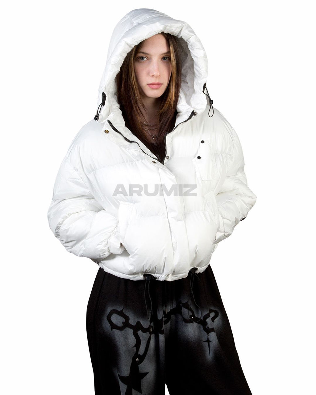 Volume Hooded Cropped Puffer Jacket