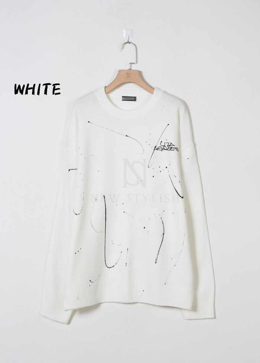 Paint Splatter Graffiti Loose-Fit Sweater