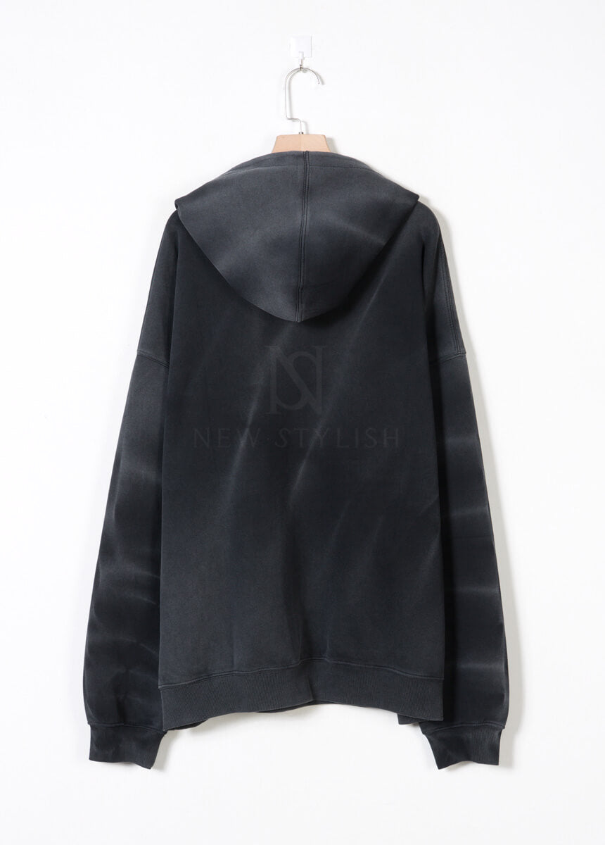 Ticket Graphic Pigment-Washed Oversized Hoodie