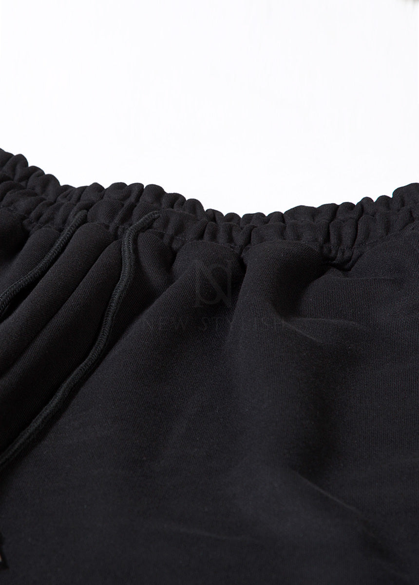 Black Tribal Print Drawstring Wide-Leg Pants