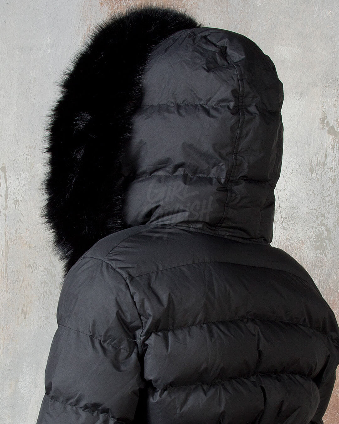 Raccoon Fur Hood Volume Crop Padded Jacket