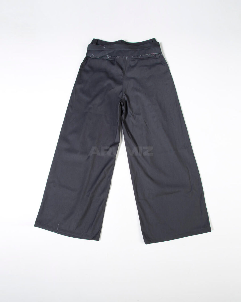Stud Button Belt Pintuck Wide-Leg Slacks Pants
