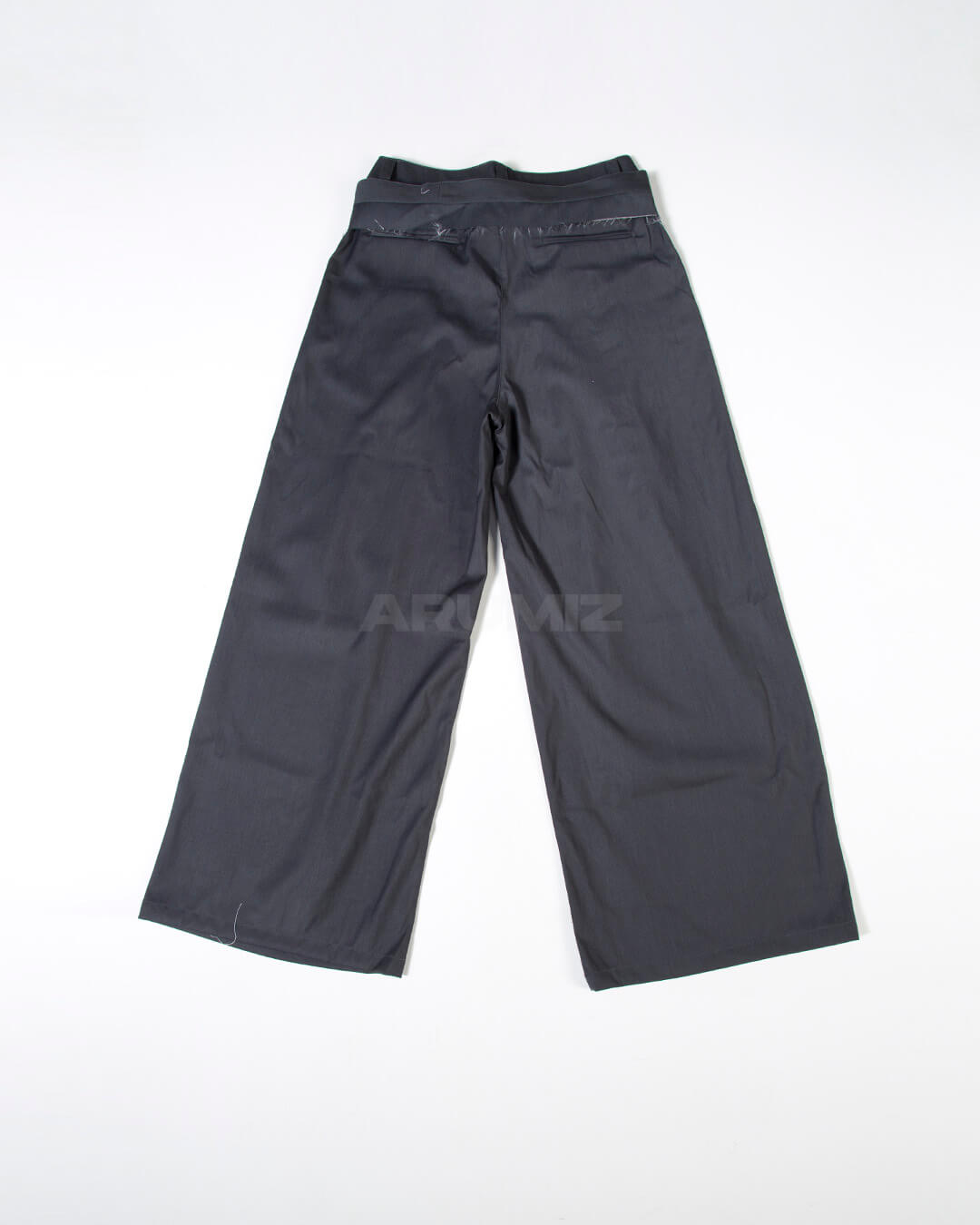 Stud Button Belt Pintuck Wide-Leg Slacks Pants